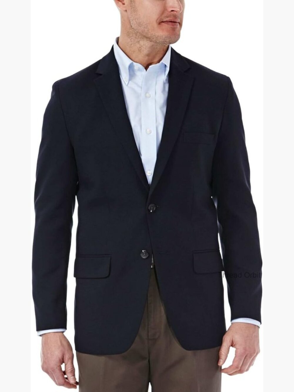 Tailored Fit Travel Stretch Blazer with Side Vents, Notched Lapel